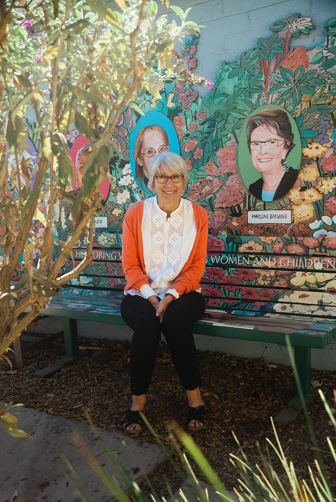 Liz Uribe Photo on Bench at The Living Room Center